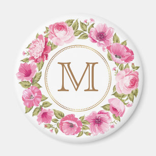 Ditt Monogram i Flower Ram-magnet Magnet