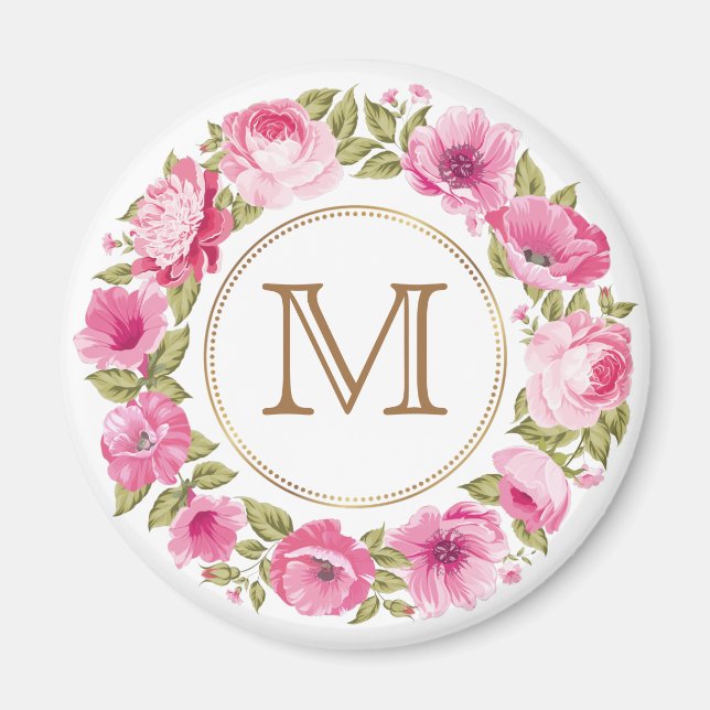 Ditt Monogram i Flower Ram-magnet Magnet (Framsidan)