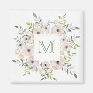 Ditt Monogram i Flower Ram-magnet Magnet