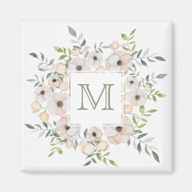 Ditt Monogram i Flower Ram-magnet Magnet (Framsidan)