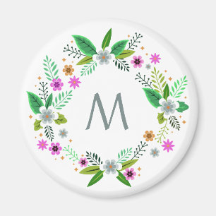 Ditt Monogram i Flower Ram-magnet Magnet