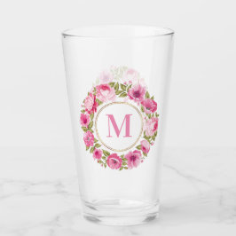 Ditt Monogram i Flower Ram pint-glas Glaskopp