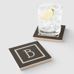 Ditt monogram initial chic stilfull svart modern stenunderlägg