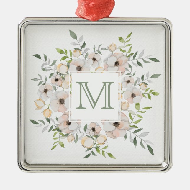 Ditt Monogram och Namn i Flower Ram ornament (Framsidan)