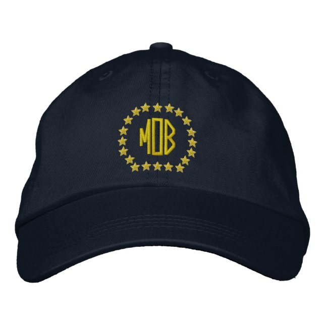 Ditt Monogram Upp till 3 Brev Stars Embroidery Broderad Keps (Framsida)