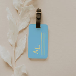 Ditt monogramstil blå och gul bagagebricka