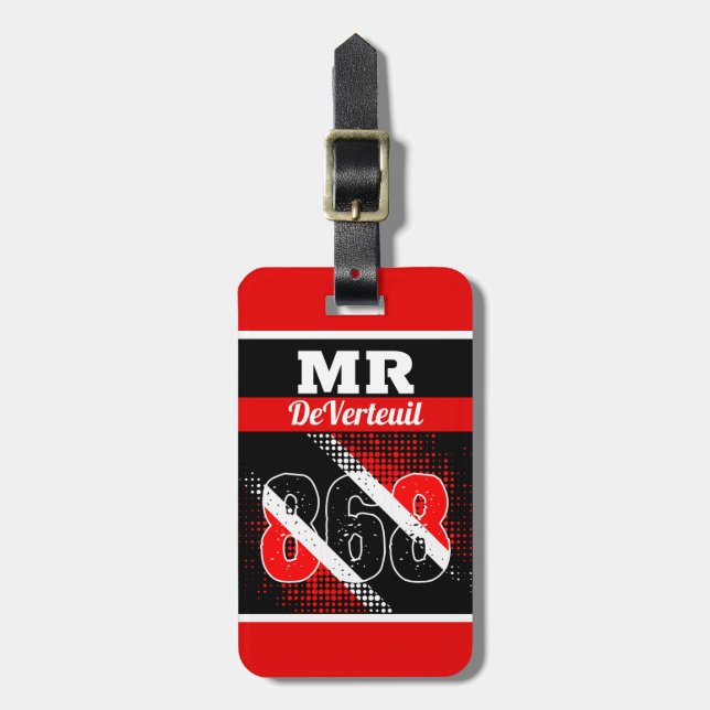 Ditt namn / 868 Dot Mönster Flagga Bagagebricka (Vertikal Framsida)