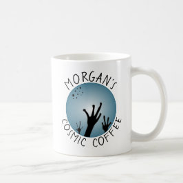 Ditt namn Alien Händer Sci Fi Black Blue ET Cosmic Kaffemugg