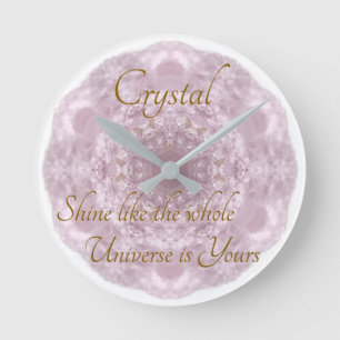 Ditt namn Anpassningsbar Crystal Ro Quartz Rund Klocka