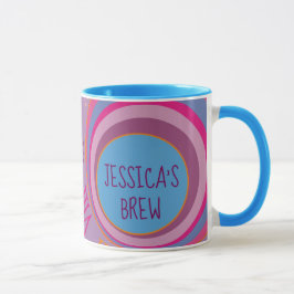 Ditt namn är Brew. Clock Rosa Lila Blue Orange Mugg