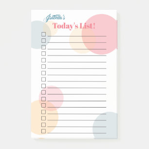 Ditt namn är Dagens lista - Färgad Konfetti-punkte Post-it Block