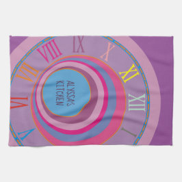 Ditt namn är Roman Numerals Rosa Lila Blue Orange Kökshandduk