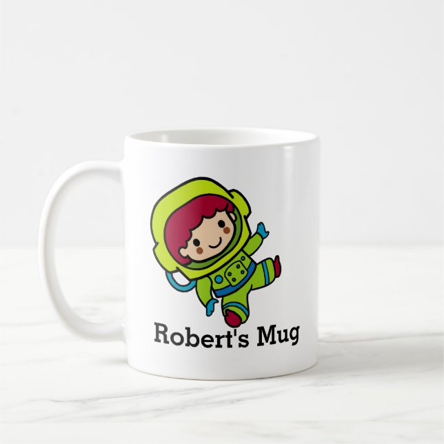 Ditt namn Astronaut Boy i Spacesuit Kaffemugg (Vänster)