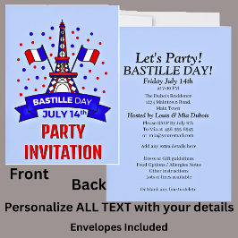 Ditt Namn Bastille-dagen 14:e Juli Firande Inbjudningar