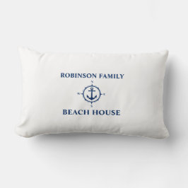 Ditt namn Beach House Compass Anchor White Lumbarkudde