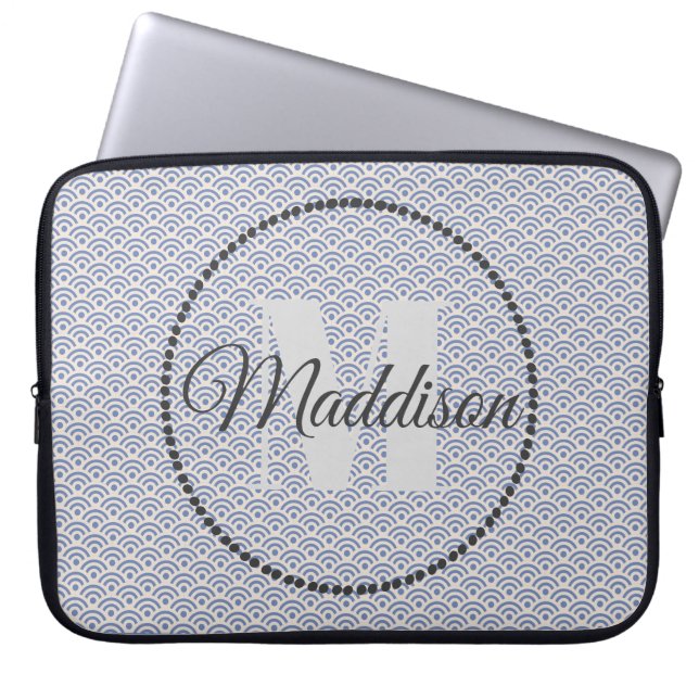 Ditt namn "Blue Personalize" i det moderna Mönster Laptop Fodral (Framsidan)