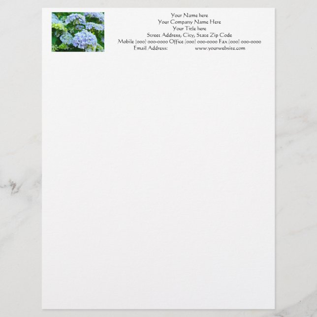 Ditt Namn Brevpapper Adress Telefon Hortensia (Framsida)