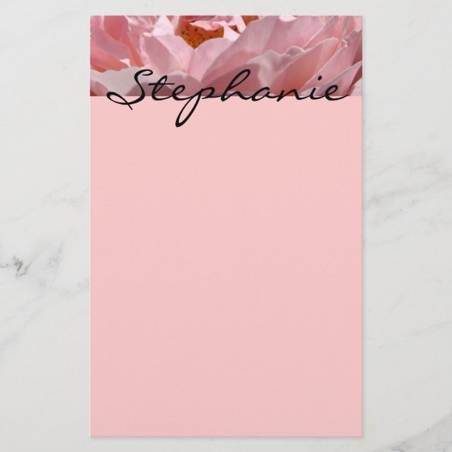 Ditt Namn brevpapper ROSA Rosa Blomma anpassad (Framsida)
