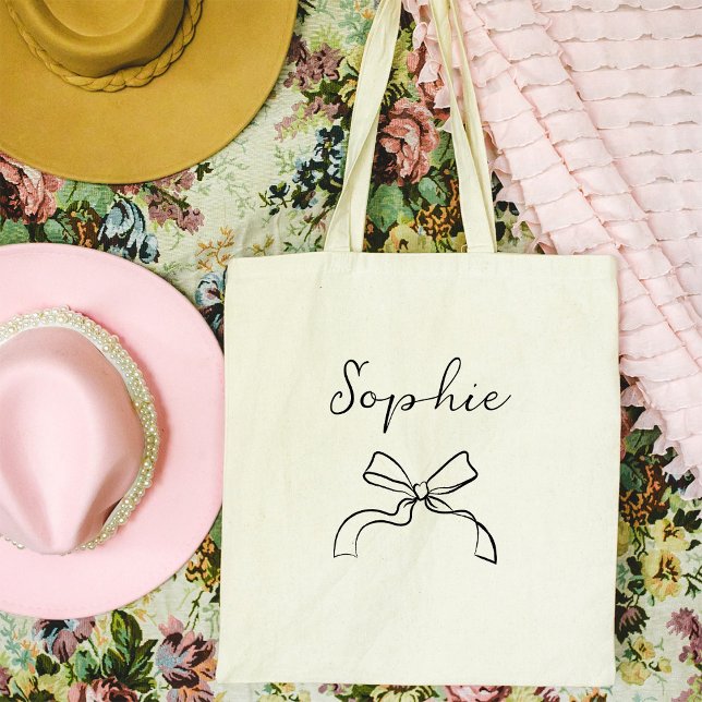 Ditt namn | Coquette Bow och Script Tygkasse (Skapare uppladdad)