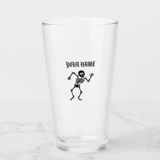 DITT NAMN DANCING SKELETON PINT GLASS GLASKOPP