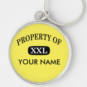 Ditt namn egendom på XXL Rund Silverfärgad Nyckelring