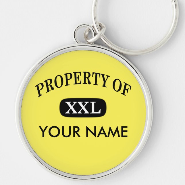 Ditt namn egendom på XXL Rund Silverfärgad Nyckelring (Framsidan)