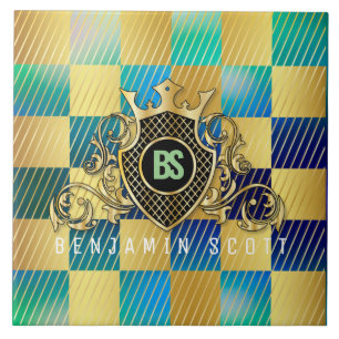 Ditt namn Elegant Guld Monogram Kakelplatta