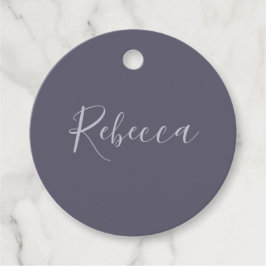 Ditt namn | Elegant Lavender Script på Hazy Lila Gåvor Etiketter