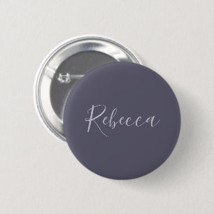 Ditt namn Elegant Lavender Script på Hazy Lila Knapp