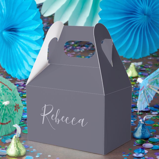 Ditt namn | Elegant Lavender Script på Hazy Lila Presentaskar (Part)