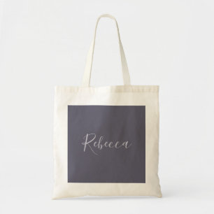 Ditt namn Elegant Lavender Script på Hazy Lila Tygkasse