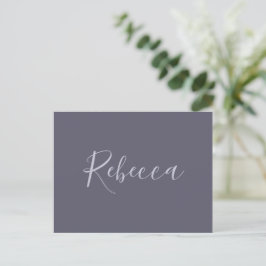Ditt namn | Elegant Lavender Script på Hazy Lila Vykort