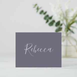 Ditt namn Elegant Lavender Script på Hazy Lila Vykort