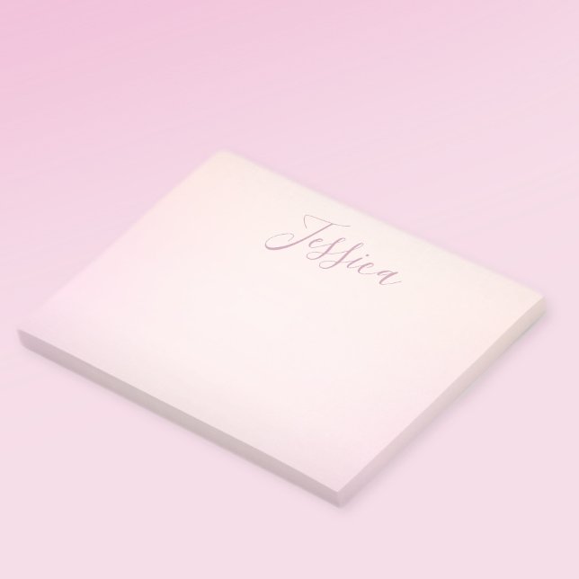 Ditt namn | Elegant Skript Mjuk Ombre Post-it Block (Skapare uppladdad)