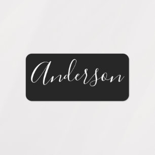 Ditt Namn Elegant vit text på svarta kläder Klistermärke