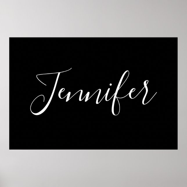 Ditt namn | Elegant Vitt skript på svart Poster (Framsidan)