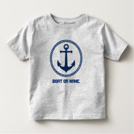 Ditt namn eller Båt Namn Anchor Navy Blue Grått T Shirt