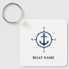 Ditt namn eller båtens Nautical Compass Anchor Whi Nyckelring