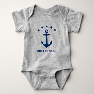 Ditt namn eller Boat Namn Classic Anchor Blue & Gr T Shirt