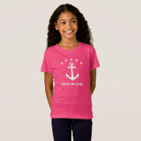 Ditt namn eller Boat Namn Classic Anchor Rosa & Wh