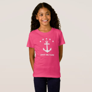 Ditt namn eller Boat Namn Classic Anchor Rosa & Wh T Shirt