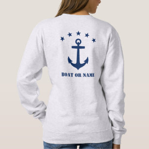 Ditt namn eller Boat Namn Classic Anchor Stars Grå T Shirt