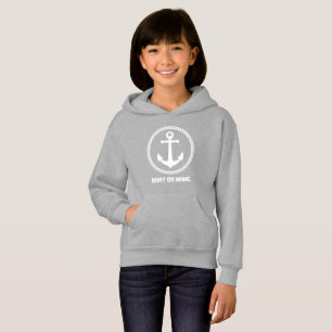 Ditt namn eller Boat Namn Sea Anchor Grått & White T Shirt