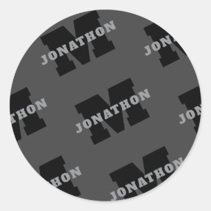 Ditt namn eller Business Namn   Modern Masculine G Runt Klistermärke