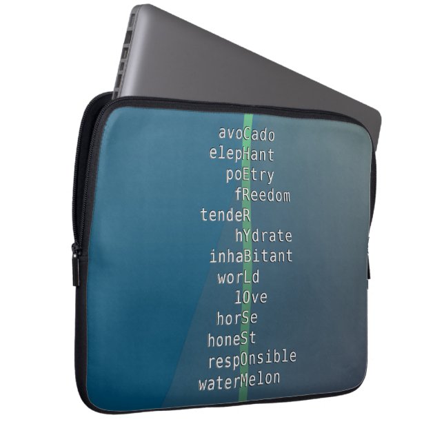 Ditt namn eller meddelande med korsord? Blå Laptop Fodral (Framsidan Höger)