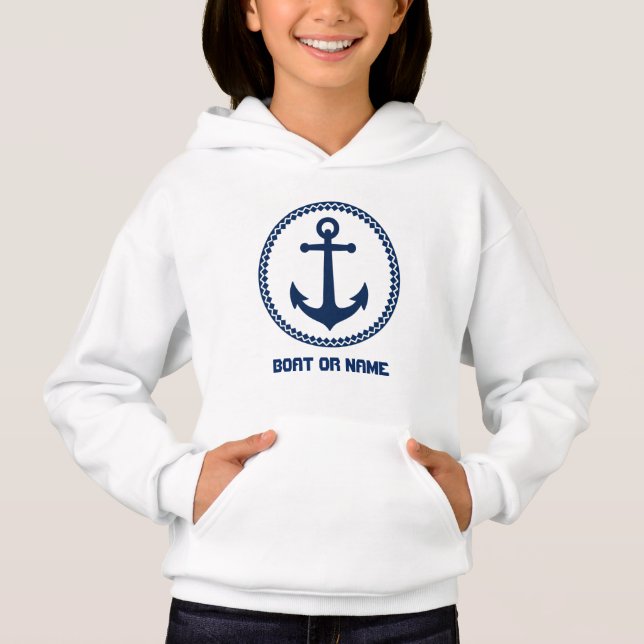 Ditt namn eller Namn Nautical Anchor Rosa T Shirt (Framsida)