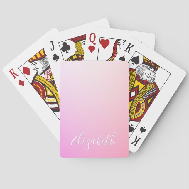 Ditt namn eller Ord | Rosa Ombre Gradation Casinokort (Baksidan)