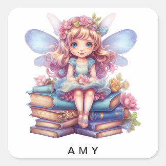 Ditt namn Fairy Fyrkantigt Klistermärke