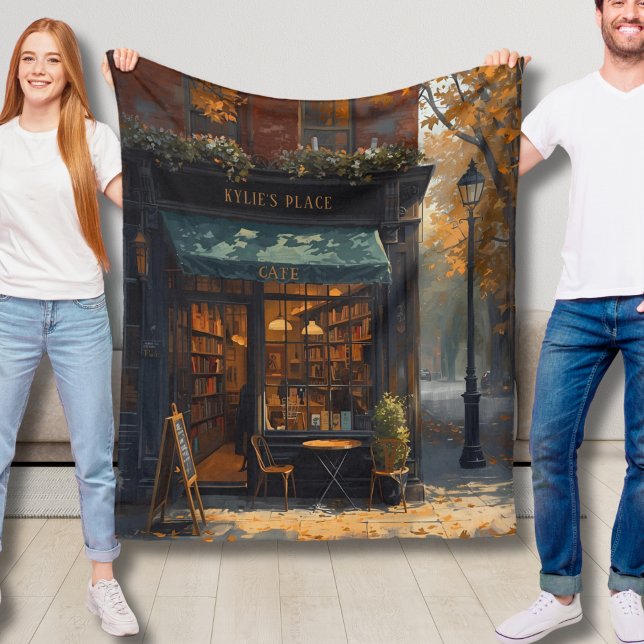 Ditt namn Fall Fleece Blanket Bookish Coffee Shop (Skapare uppladdad)
