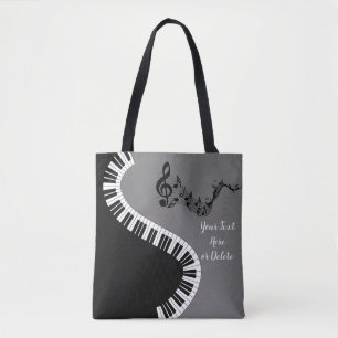 Ditt namn/Färg Grått Treble Clef Piano Nycklar M Tygkasse